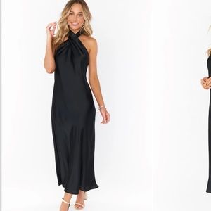 Jasmine Halter Midi Dress - black